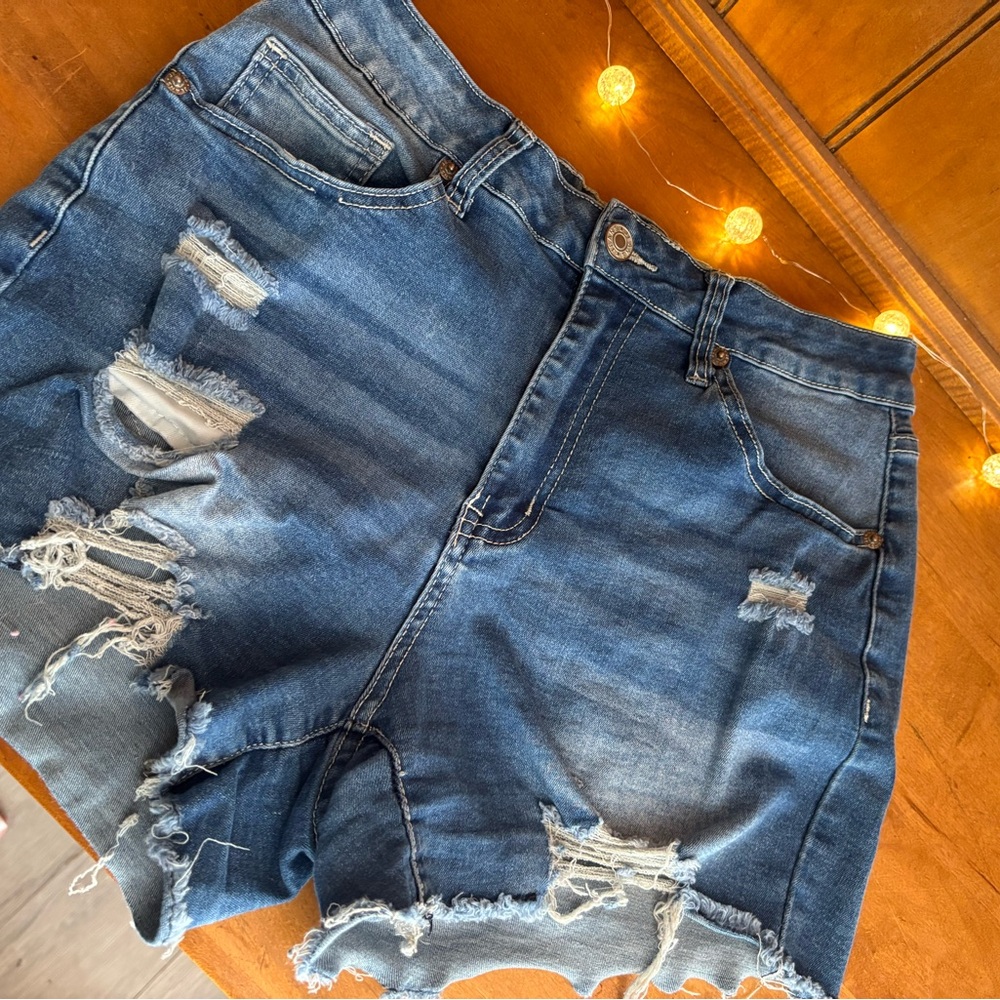 Zara Blue Distressed Jean Shorts